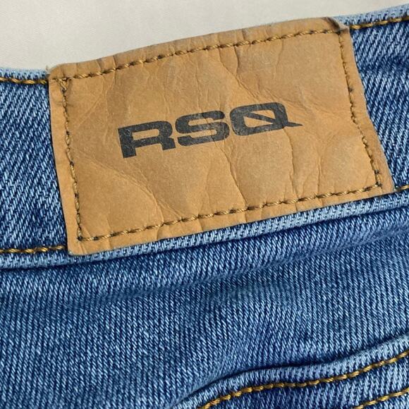RSQ Low Rise Flare Distressed Cutoff Blue Denim Jeans 26 Womens Juniors festival - Picture 6 of 8